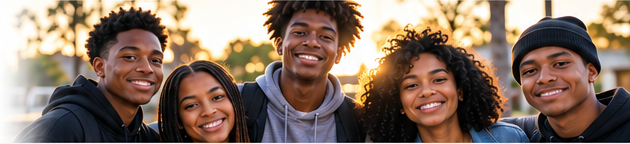 Young people smiling together outdoors